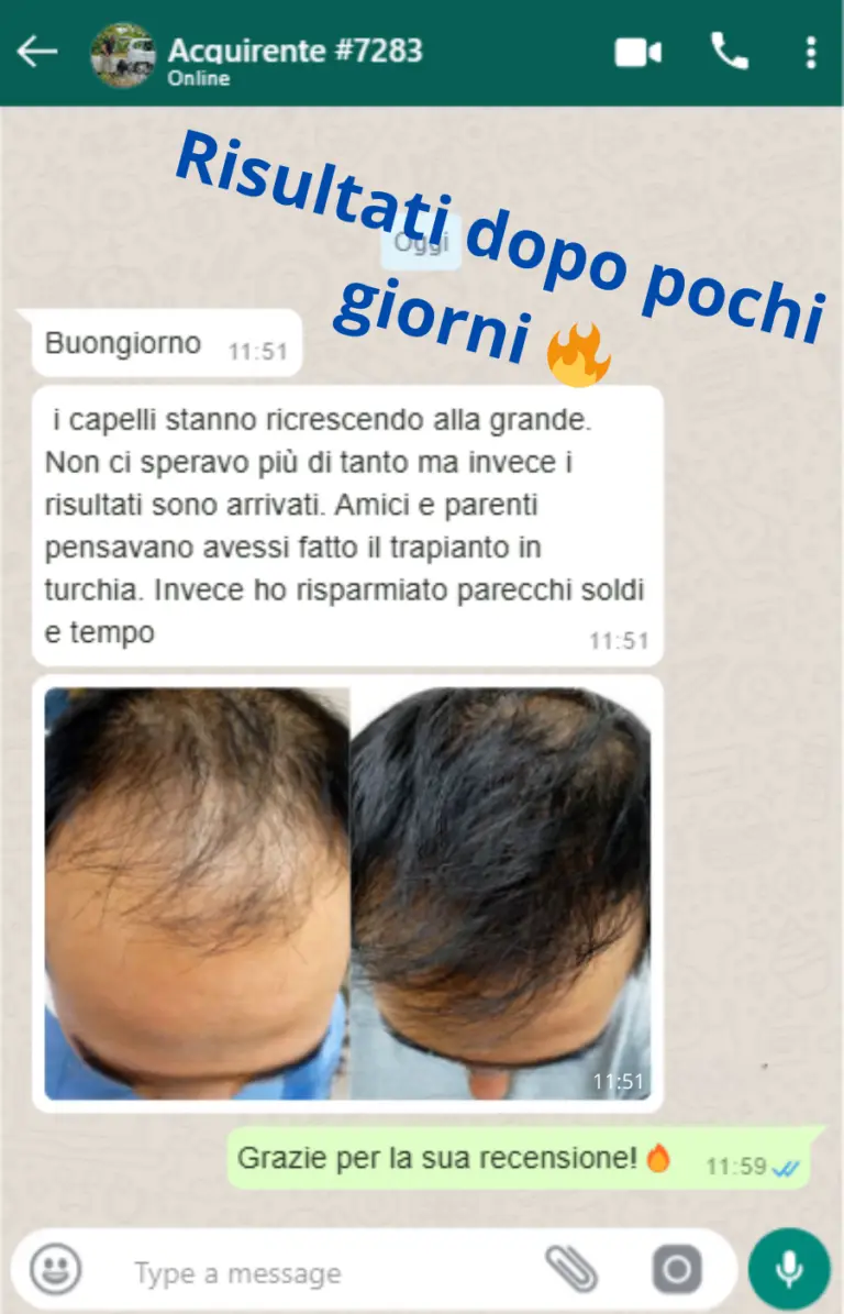 Recensione cliente su ricrescita capelli